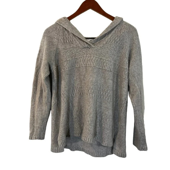 Sonoma Gray Hooded Sweater Womens Size 1X Soft Knit V Neck Long Sleeve Pullover - Picture 1 of 5